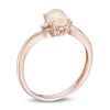 Thumbnail Image 1 of Oval Opal and Diamond Accent Bypass Ring in 10K Rose Gold