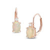 Thumbnail Image 1 of Oval Opal and Diamond Accent Drop Earrings in 10K Rose Gold