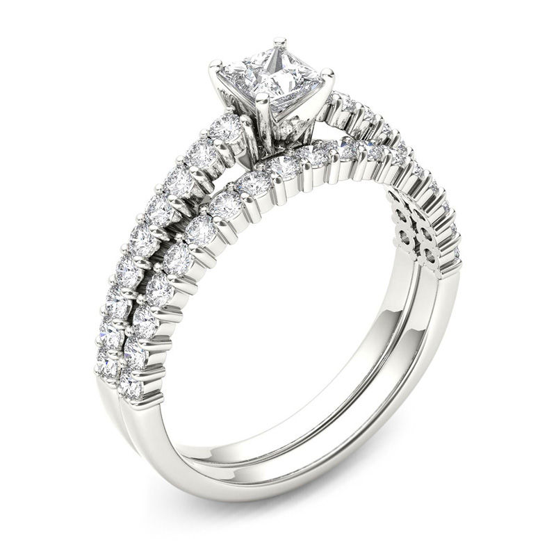 1.00 CT. T.W. Princess-Cut Diamond Bridal Set in 14K White Gold