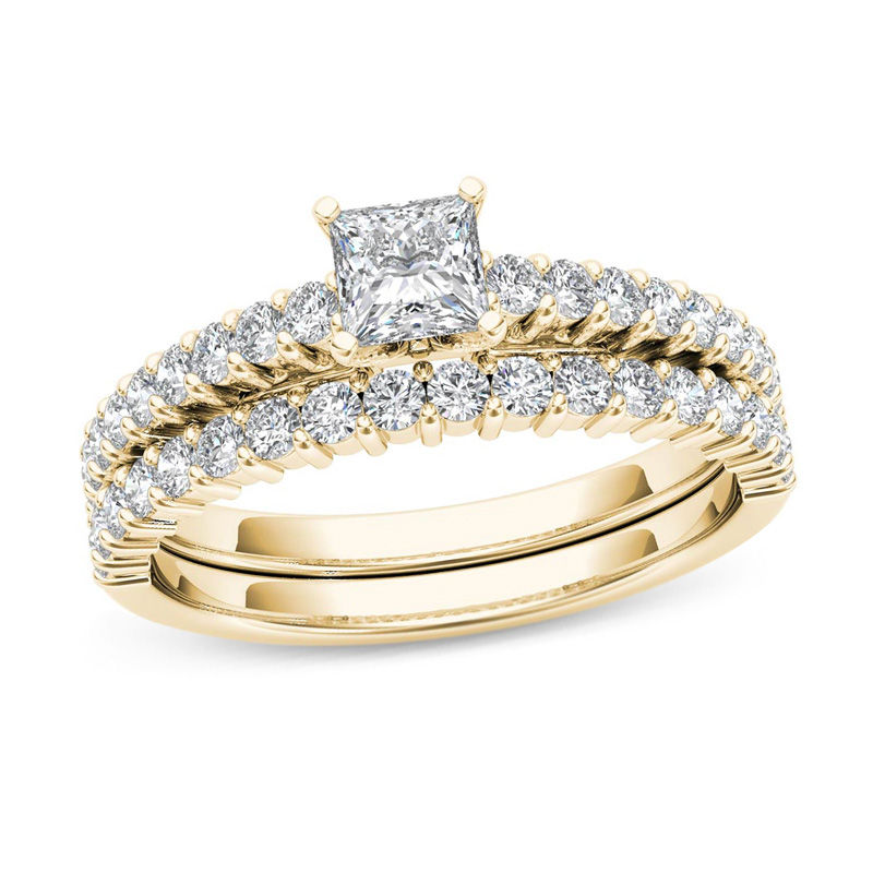 1.00 CT. T.W. Princess-Cut Diamond Bridal Set in 14K Gold|Peoples Jewellers