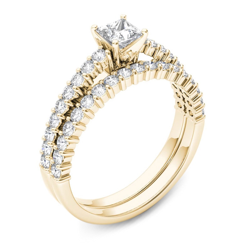 1.00 CT. T.W. Princess-Cut Diamond Bridal Set in 14K Gold
