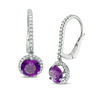 Thumbnail Image 0 of 6.0mm Amethyst and Lab-Created White Sapphire Frame Drop Earrings in Sterling Silver