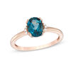 Thumbnail Image 0 of Oval London Blue Topaz and Diamond Accent Tri-Sides Ring in 10K Rose Gold