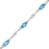 Thumbnail Image 1 of Oval Swiss Blue Topaz Bamboo Bracelet in Sterling Silver - 7.25"