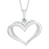 Thumbnail Image 1 of The Kindred Heart from Vera Wang Love Collection Blue Sapphire Open Heart Pendant in Sterling Silver