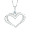 Thumbnail Image 2 of The Kindred Heart from Vera Wang Love Collection Blue Sapphire Open Heart Pendant in Sterling Silver