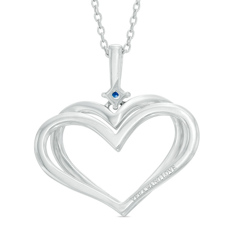 The Kindred Heart from Vera Wang Love Collection Blue Sapphire Open Heart Pendant in Sterling Silver