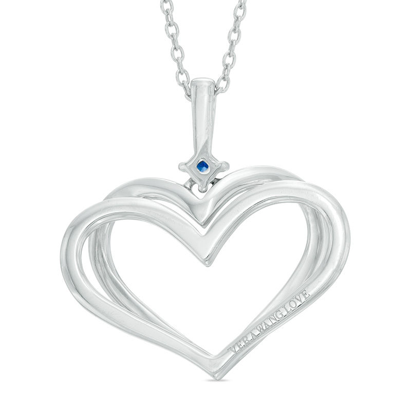 Main Image 2 of The Kindred Heart from Vera Wang Love Collection Blue Sapphire Open Heart Pendant in Sterling Silver