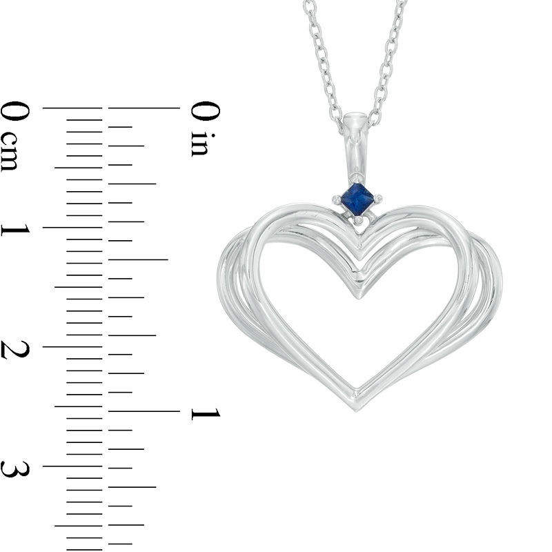 Main Image 3 of The Kindred Heart from Vera Wang Love Collection Blue Sapphire Open Heart Pendant in Sterling Silver