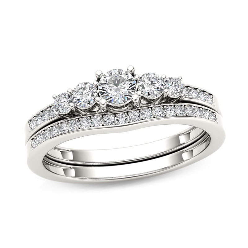 0.50 CT. T.W. Diamond Five Stone Bridal Set in 14K White Gold|Peoples Jewellers