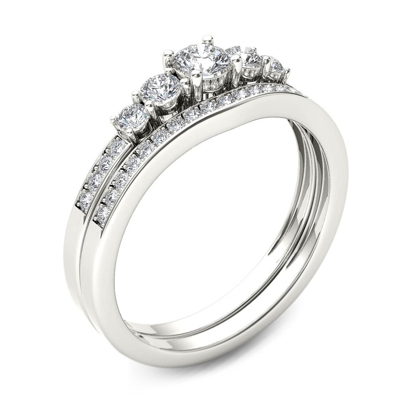 0.50 CT. T.W. Diamond Five Stone Bridal Set in 14K White Gold