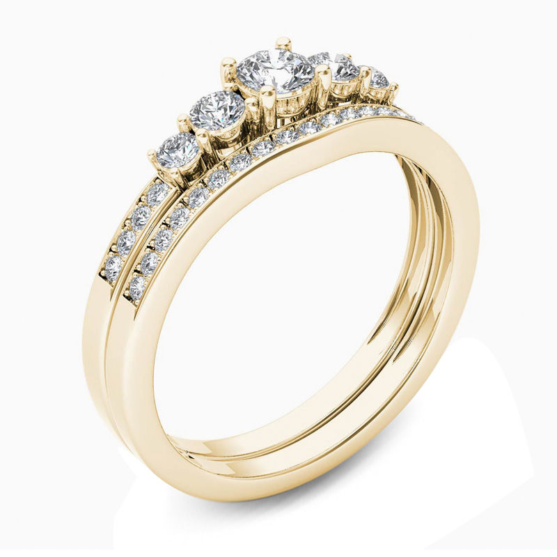 0.45 CT. T.W. Diamond Five Stone Bridal Set in 14K Gold