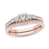 Thumbnail Image 0 of 0.50 CT. T.W. Diamond Five Stone Bridal Set in 14K Rose Gold