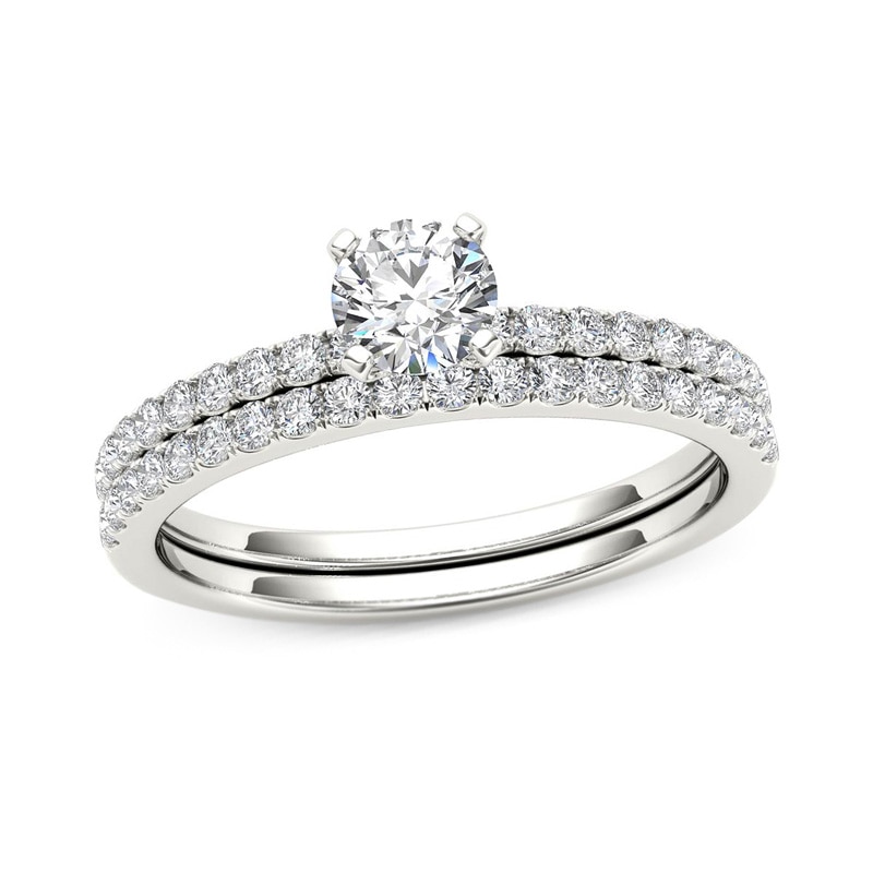 0.70 CT. T.W. Diamond Bridal Set in 14K White Gold