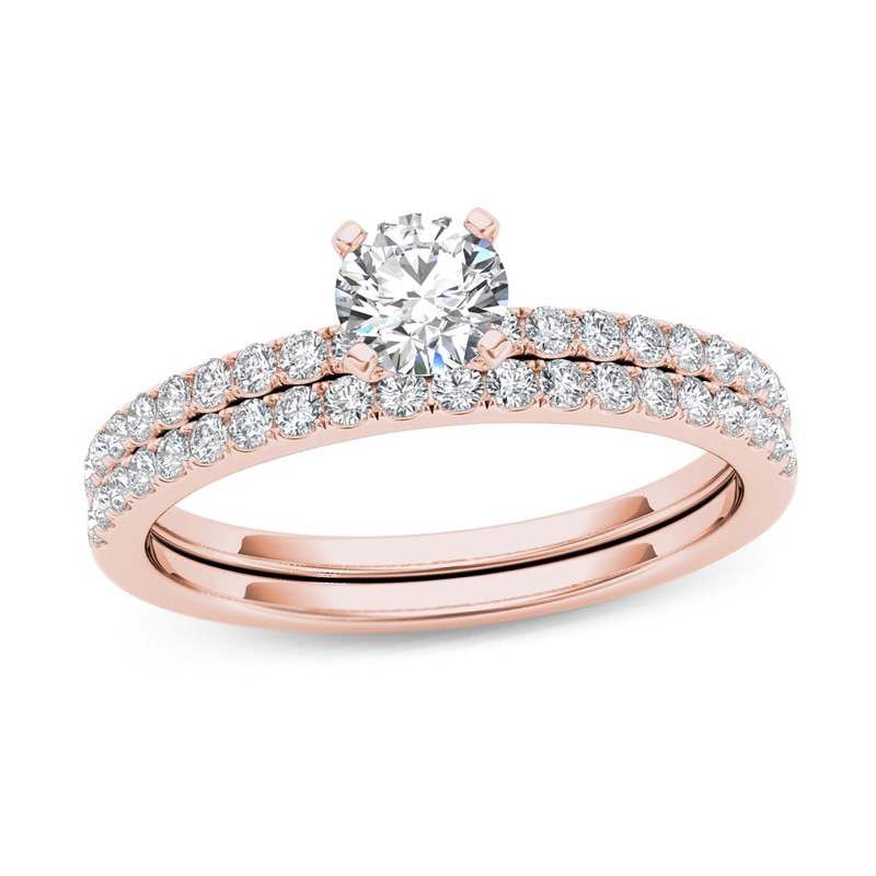0.70 CT. T.W. Diamond Bridal Set in 14K Rose Gold