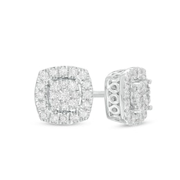 0.23 CT. T.W. Composite Diamond Frame Stud Earrings in 10K White Gold