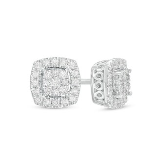 0.23 CT. T.W. Composite Diamond Frame Stud Earrings in 10K White Gold