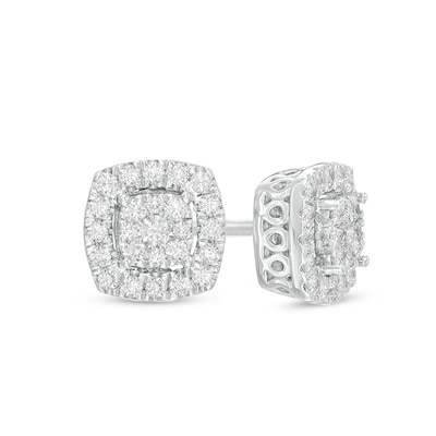 0.23 CT. T.W. Composite Diamond Frame Stud Earrings in 10K White Gold