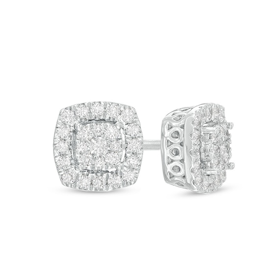 0.23 CT. T.W. Composite Diamond Frame Stud Earrings in 10K White Gold