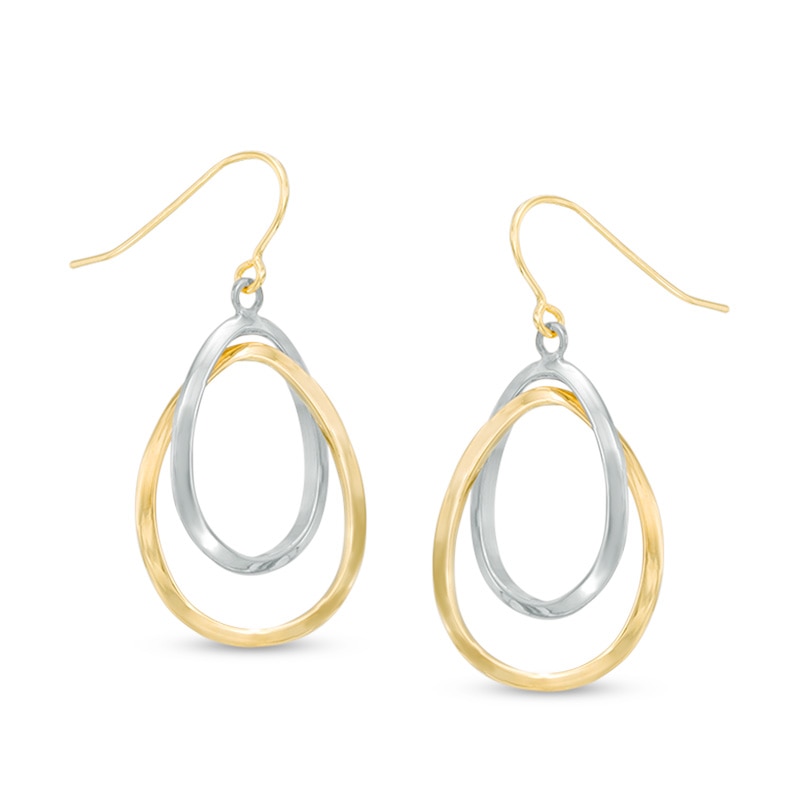 Interlocking Teardrop Earrings in 10K Two-Tone Gold