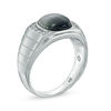 Thumbnail Image 2 of 10.0mm Cushion-Cut Grey Cat's Eye and 0.15 CT. T.W. Diamond Ring in Sterling Silver