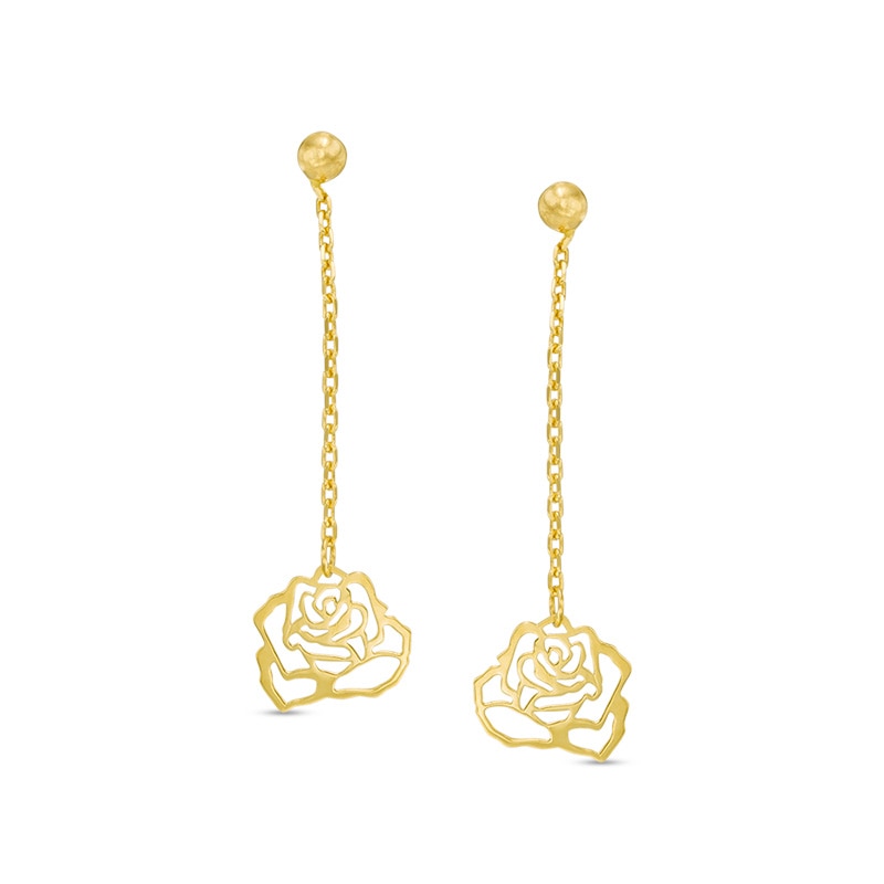 Rose Drop Earrings in 10K Gold