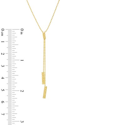 Beaded Lariat Necklace and Drop Earrings Set in 10K Gold