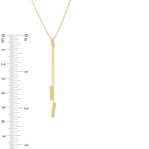 Beaded Lariat Necklace and Drop Earrings Set in 10K Gold