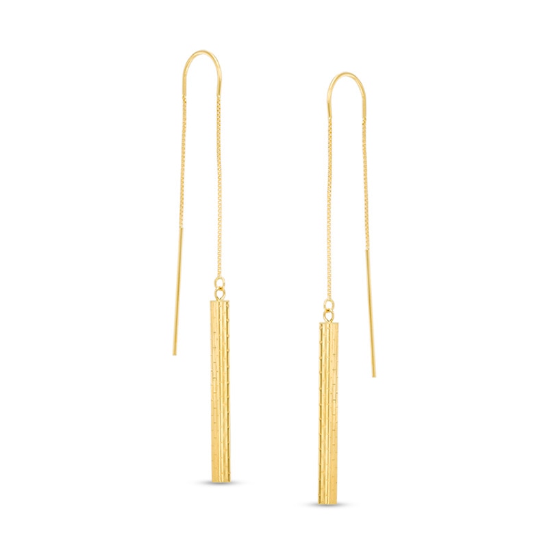 Main Image 1 of Diamond-Cut Threader Earrings in 14K Gold