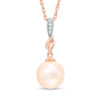 Thumbnail Image 0 of Dyed Pink Cultured Freshwater Pearl and Lab-Created White Sapphire Pendant in Sterling Silver with 14K Rose Gold Plate