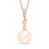Dyed Pink Freshwater Cultured Pearl and Lab-Created White Sapphire Pendant in Sterling Silver with 14K Rose Gold Plate