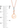 Thumbnail Image 1 of Dyed Pink Cultured Freshwater Pearl and Lab-Created White Sapphire Pendant in Sterling Silver with 14K Rose Gold Plate