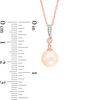 Dyed Pink Freshwater Cultured Pearl and Lab-Created White Sapphire Pendant in Sterling Silver with 14K Rose Gold Plate