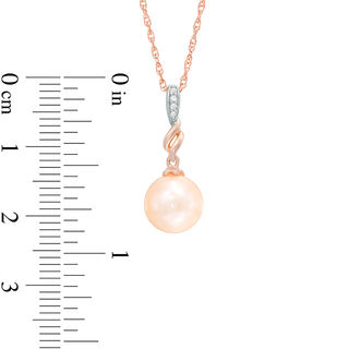 Dyed Pink Freshwater Cultured Pearl and Lab-Created White Sapphire Pendant in Sterling Silver with 14K Rose Gold Plate