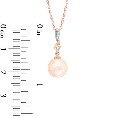 Dyed Pink Freshwater Cultured Pearl and Lab-Created White Sapphire Pendant in Sterling Silver with 14K Rose Gold Plate