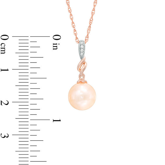 Dyed Pink Freshwater Cultured Pearl and Lab-Created White Sapphire Pendant in Sterling Silver with 14K Rose Gold Plate