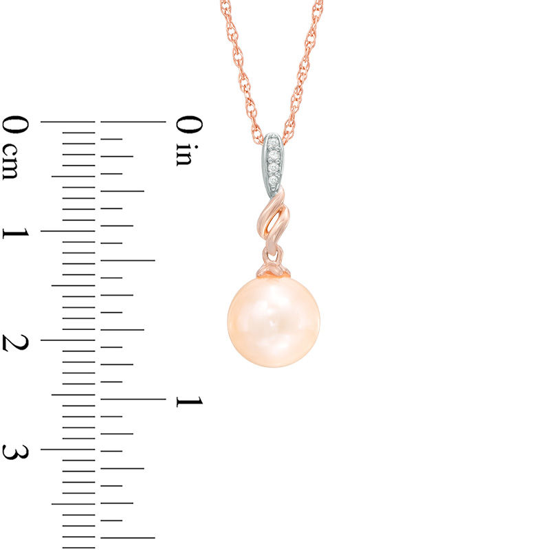 Dyed Pink Freshwater Cultured Pearl and Lab-Created White Sapphire Pendant in Sterling Silver with 14K Rose Gold Plate