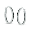 Thumbnail Image 0 of Lab-Created Black Spinel and White Sapphire Double Row Inside-Out Hoop Earrings in Sterling Silver