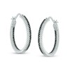 Thumbnail Image 0 of Lab-Created Black Spinel and White Sapphire Double Row Inside-Out Hoop Earrings in Sterling Silver