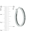 Lab-Created Black Spinel and White Sapphire Double Row Inside-Out Hoop Earrings in Sterling Silver