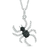 Lab-Created Black Spinel and White Sapphire Spider Pendant in Sterling Silver