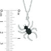 Lab-Created Black Spinel and White Sapphire Spider Pendant in Sterling Silver