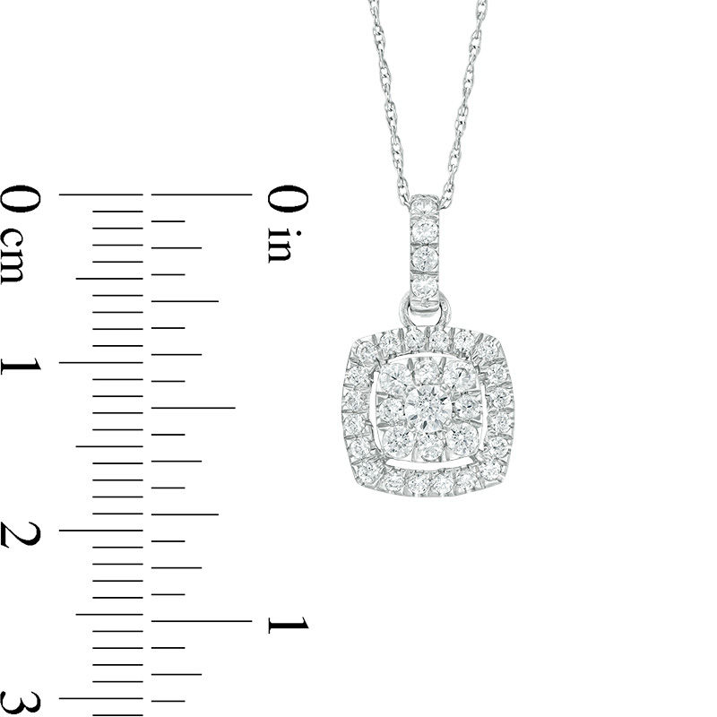 Main Image 2 of 0.50 CT. T.W. Composite Diamond Cushion Frame Pendant in 10K White Gold