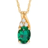 Thumbnail Image 0 of Oval Lab-Created Emerald and White Sapphire Pendant in Sterling Silver with 14K Gold Plate