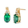 Thumbnail Image 0 of Oval Lab-Created Emerald and White Sapphire Drop Earrings in Sterling Silver with 14K Gold Plate