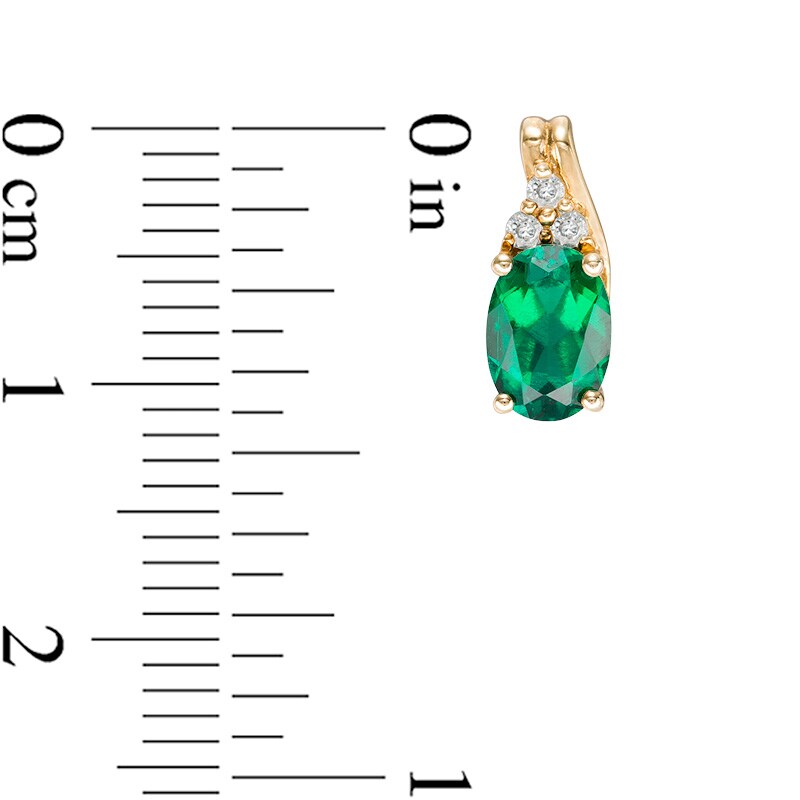 Oval Lab-Created Emerald and White Sapphire Drop Earrings in Sterling Silver with 14K Gold Plate