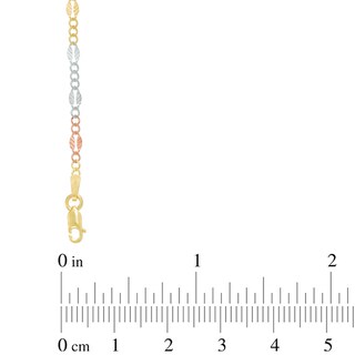 Diamond-Cut Mirror Leaf Link Chain Necklace in 10K Tri-Tone Gold