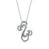 Thumbnail Image 0 of Open Hearts by Jane Seymour™ Blue Topaz and 0.10 CT. T.W. Interlocking Pendant in Sterling Silver