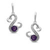 Thumbnail Image 1 of Open Hearts by Jane Seymour™ 5.0mm Amethyst and 0.04 CT. T.W. Diamond Drop Earrings in Sterling Silver