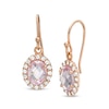 Rose de France Amethyst and Lab-Created White Sapphire Frame Drop Earrings in Sterling Silver with 18K Rose Gold Plate